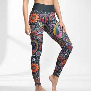 Women's High Waist Yoga Running Pants Leggings Best Quality Custom New <b>Fabric</b> Embroidery Digital Printing Logo with Pockets - Product Image 6