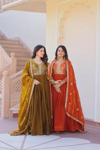 New Designer Georgette silk with Zari and Sequence Embroidery work Anarkali Gowns Collections with Heavy Work Dupatta for Women - Product Image 6