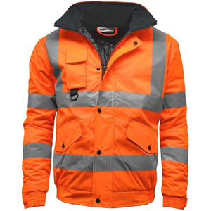 Chaqueta de Trabajo Reflectante de Alta Visibilidad para Hombre, Chaqueta de Seguridad de Poliéster con Rayas y Bolsillos - Product Image 5