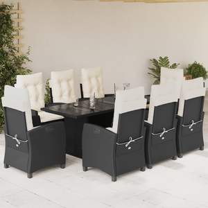 Juego de Comedor para Jardín en Negro y Blanco Crema - Product Image 1