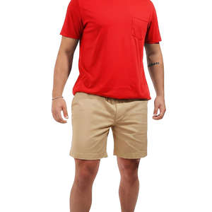 Pantalones Cortos Bermuda de Algodón de Color Sólido para Hombre, Cintura Media, Estilo Casual Elástico con Bolsillos, Tejido Transpirable - Product Image 3