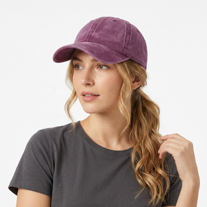 Gorra de Béisbol Morada de 6 Paneles, Ajustable, Unisex, de Algodón, Estilo Casual, Color Sólido, Acabado Lavado - Product Image 3
