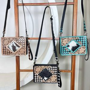 กระเป๋าหนังแท้คุณภาพสูง งานแฮนด์เมด ลายตาราง สไตล์คาวบอย ทรงสี่เหลี่ยม สะพายไหล่หรือคล้องมือ - Product Image 5