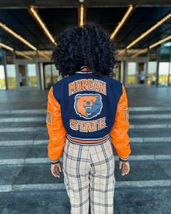 Veste universitaire chauffante personnalisée XLISE pour homme, avec patch en chenille brodé, style Letterman, Bomber, Streetwear, Pull-over, Automne - Product Image 4