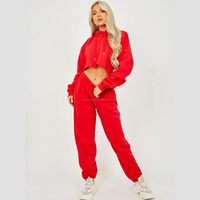 Nouvel Arrivage Ensemble Sweat à Capuche Court et Pantalon Ample pour Femme, Vintage, Brodé, en Molleton de Coton Uni, Écologique, Respirant et Anti-boulochage