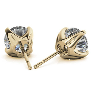 Newest Luxury Lab Grown Diamond Solitaire <b>Stud</b> <b>Earrings</b> 18k Yellow Gold <b>Fine</b> & Round Shape Jewellery For Women And Girls Wear - Product Image 2