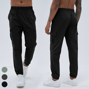 Pantalon de jogging décontracté pour homme, taille élastique, plusieurs poches, respirant, léger, pour l'été, noir - Product Image 1