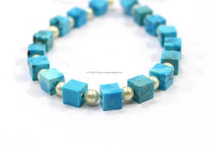 Venta al por mayor colección de 15 piezas de piedras preciosas en forma de cubo turquesa azul natural para la fabricación de joyas corte de estilo azul cielo - Product Image 3