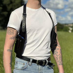 Camping Hiking <b>Backpack</b> Unisex Leather Harness Shoulder Holster Bag Business Organizer Offering Secure Carrying Two Side Pockets - Product Image 1