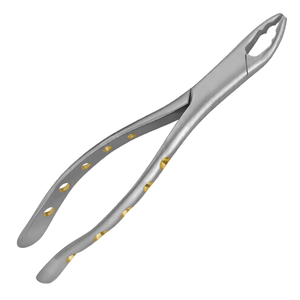 คีมถอนฟัน # ด้ามจับแบบกลวงเคลือบทองฝังเพชร 150AS พร้อมด้ามจับแบบไพธอน ผลิตจากสแตนเลสสตีล ใช้งานด้วยมือ ได้รับการรับรองมาตรฐาน CE สำหรับการผ่าตัด - Product Image 1