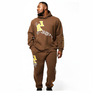 Custom Logo <b>Men's</b> 100% Cotton Hoodie <b>Jogger</b> Set Lightweight Streetwear OEM Private Label Manufacturer - Product Image 5