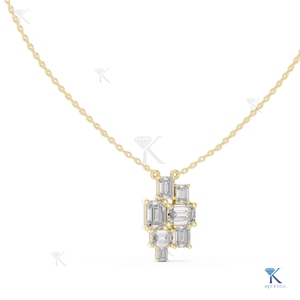 จี้เพชรทรงเอเมอรัลด์แบบคลัสเตอร์ สร้อยคอทองคำแท้ 14K 18K สำหรับผู้หญิง งานแต่งงาน ครบรอบ ของขวัญจากโรงงาน ขายส่ง B2B - Product Image 1