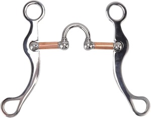Loose Ring Snaffle Bit High Class Silver Gold Single Joint Stainless Steel With 6 Extra <b>Bites</b> Best For Horse Riding - Product Image 1