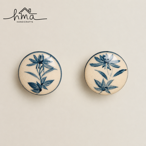 Premium Hand Painted Ceramic Floral Cabinet Knob Decorative Blue Flower <b>Drawer</b> <b>Pull</b> Handle for Furniture Doors - Product Image 1