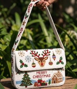 Bolso de Hombro Personalizable con Cuentas Bordadas de Colores Mixtos, Especial de Navidad para Mujer, Regalo Festivo de Moda, Bolso Cruzado - Product Image 1