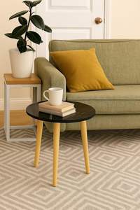 <b>Round</b> Side <b>Table</b>, <b>Small</b> End <b>Table</b> for Living Room, Modern Wood Accent <b>Table</b> Coffee Side <b>Table</b> with Wood Legs for <b>Small</b> Space - Product Image 3