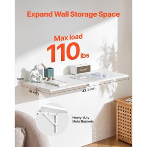 Wall Mounted 43.3 X 18 Inches Folding Table Floating Iron Bracket Desk for <b>Small</b> Spaces <b>Computer</b> Desk - Product Image 2