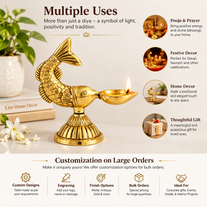 Polished Fish Shape Brass Diya <b>Oil</b> <b>Lamp</b> Handcrafted Traditional Metal <b>Oil</b> <b>Lamp</b> Decorative Brass <b>Oil</b> <b>Burner</b> Diya for Temple Pooja - Product Image 4