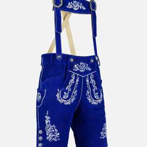 Pantalones Cortos de Cuero Lederhosen Azules Premium para Oktoberfest, Tallas Europeas 46 a 60 - Product Image 1