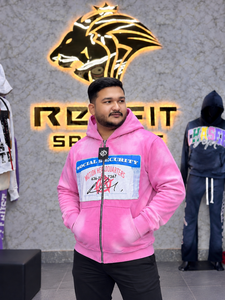 Sudadera con capucha rosa personalizada para hombre, con cremallera completa, diseño gráfico, estilo urbano, forro polar, informal, holgada, para invierno. - Product Image 5