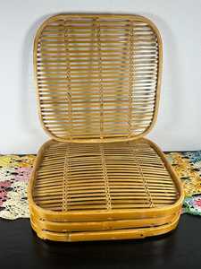 Juego de 4 bandejas de mimbre y bambú tejidas vintage, color tostado, 14x14, pequeñas, para servir, decoración natural para el hogar, proveedor mayorista, fabricante - Product Image 5