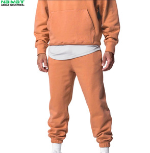 Premium Cotton Blend Soft Track Suit Men <b>Plain</b> Blank Workout Hoodie Sweatpants Casual Male Sweat Suit - Product Image 6