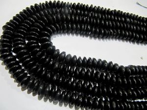 Cuentas de espinela negra natural en forma de rondel, corte alemán, lisas, de 7-10 mm, cuentas graduadas - Product Image 4