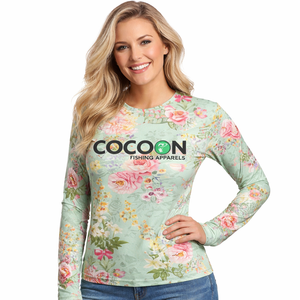 Camisa de Pesca Floral para Mujer, Manga Larga, Protección UPF 50, Impresión por Sublimación, Ligera, Secado Rápido, Ropa Deportiva para Exteriores - Product Image 1