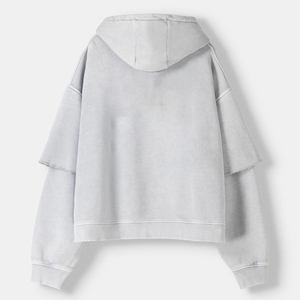Sudadera con Capucha Extra Grande Gris Claro para Hombre, Informal, con Bolsillo Delantero y Capucha con Cordón Ajustable - Product Image 6