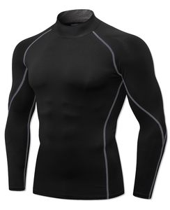 Rash Guard For Men Athletic <b>Base</b> <b>Layer</b> MMA Compression Shirt Turtle Neck <b>Long</b> <b>Sleeve</b> Rash Guard For Gym Training Running Cycling - Product Image 1
