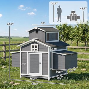 Pollaio in Legno con Cassetta Nido e Vassoio Estraibile per 2 Galline, Finestre di Ventilazione - Product Image 2
