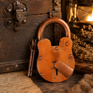 SHUBHAM Vintage Copper Look Handmade Iron Geometric Padlock <b>Door</b> Mount Decoration <b>Rustic</b> Home Decor for Entryway Outdoor Use - Product Image 4
