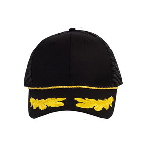 Gorra de Pesca Unisex Negra con Bordado de Hoja de Roble Amarilla, Cierre de Botón a Presión, Transpirable, de Poliéster, para Adultos - Product Image 2