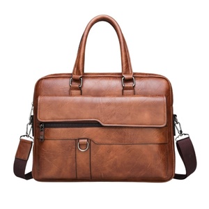 Men’s Vintage Genuine Leather Executive Laptop Briefcase Messenger <b>Bag</b> with Shoulder Strap for Office Business Travel - Product Image 1
