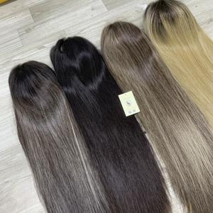 Pelucas de Cabello Humano Vietnamita de Alta Calidad, Personalizadas, con Cutículas Completas Alineadas, Nudos Blanqueados, Lisas, con Frente de Encaje Suizo 5x5 HD - Product Image 5