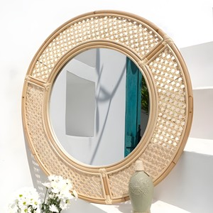 <b>Circle</b> <b>large</b> wall <b>mirrors</b> for sale natural rattan round wall-mount <b>mirror</b> wholesale from Vietnam - Product Image 1