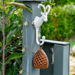 Juego de ganchos para abrigos individuales de hierro fundido con cabeza de antílope, ganchos Vintage decorativos de pared blanca rústica para baño, cocina, colgador de toallas, llave - Product Image 4