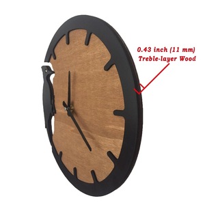 Horloge murale ronde moderne en bois avec motif de hibou, analogique, à quartz, silencieuse, décoration de salon - Product Image 2