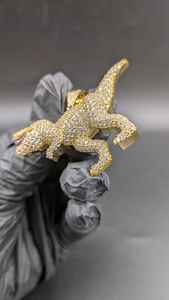 Colgante de Dinosaurio con Incrustaciones de Moissanita, Chapado en Oro con Plata 925, para Joyería Fina, Colgantes y Dijes - Product Image 3