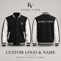 Veste universitaire en laine Euro View avec logo personnalisé, unisexe, à carreaux, hiver, color block, brodée, style bomber, Letterman