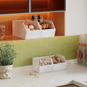 Acacia Wood <b>Kitchen</b> Pantry Cabinet <b>Storage</b> Multi-Purpose Stackable Baskets for <b>Kitchen</b> Counter Bathroom from Vietnam - Product Image 2