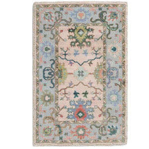 Tapis en laine pastel noué à la main sur mesure |   Tapis de luxe 3x4 m, design persan turc vert beige |   MOQ 1 pièce - Product Image 1