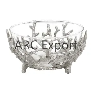 Wholesale Metal Antique Decorative Luxury Bowls Designer Antique Metal Fancy Bowls Glass Decorative Bowls