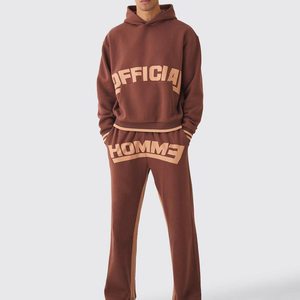 Nouvel ensemble de survêtement sportif décontracté à capuche pour homme, 2-en-1, imprimé uni, 100 % coton, vente en gros, le plus vendu - Product Image 1