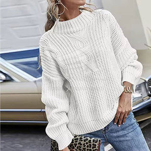 Pull en tricot décontracté pour femme, style classique, hiver, 100% coton/laine, respirant, confortable, tenue élégante - Product Image 4