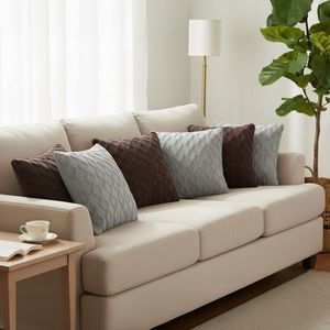 SOGA 6PC 45cm Deep Chocolate Brown and Light Gray Diamond Knit Pillow Covers Set <b>for</b> <b>Living</b> Room Sofas - Product Image 2