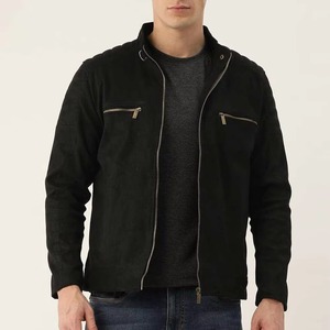 Custom <b>Men's</b> Leather <b>Jacket</b> Canvas Stand Custom Logo Wholesale Price Breathable Windproof Filled Oversize OEM - Product Image 1