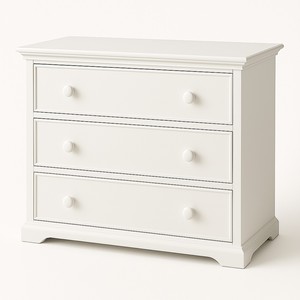 Cómoda Blanca de 3 Cajones con Tiradores Redondos, Mueble de Almacenamiento de Madera para Dormitorio, Fabricante Vietnamita OEM ODM - Product Image 1