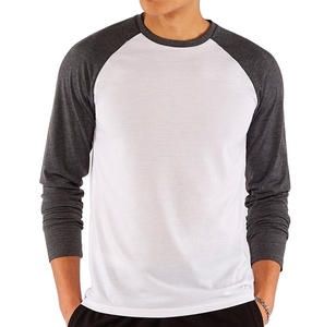 T-shirt ample à col rond et manches longues pour homme, streetwear personnalisé, vintage, hip-hop, ample, 100% coton, déchiré, respirant, printemps, double couche - Product Image 1