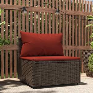 Adjustable Brown PE <b>Rattan</b> Patio Middle <b>Sofa</b> Garden <b>Sofas</b> with Medium Feet - Product Image 1